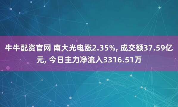 牛牛配资官网 南大光电涨2.35%, 成交额37.59亿元, 今日主力净流入3316.51万